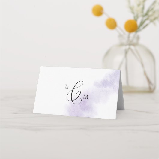 Waterverf was | Paarse gevouwen bruiloft Plaatskaartje (Achterkant)