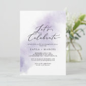 Waterverf was | Paarse Laten we vieren Kaart (Staand voorkant)