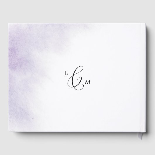 Waterverf was | Paarse monogram rugbruiloft Gastenboek (Achterkant)