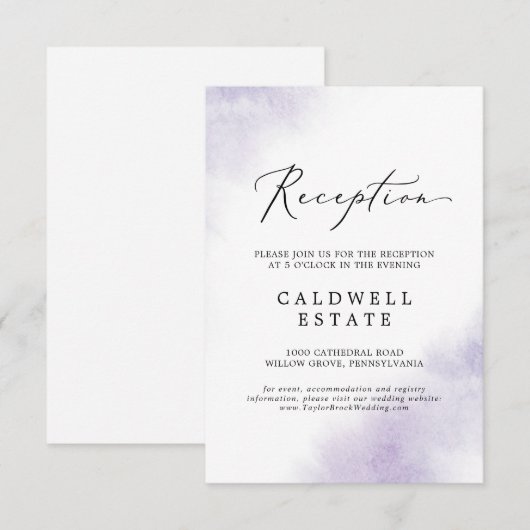 Waterverf was | Paarse ontvangst Kaart invoegen (Voorkant / Achterkant)