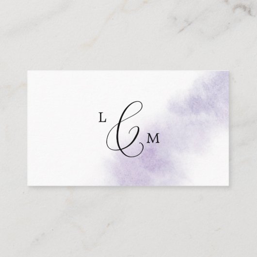Waterverf was | Paarse platte bruiloft Plaatskaartje (Achterkant)
