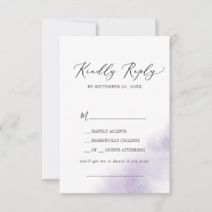 Waterverf was   Paarse Song Request RSVP Card Kaartje