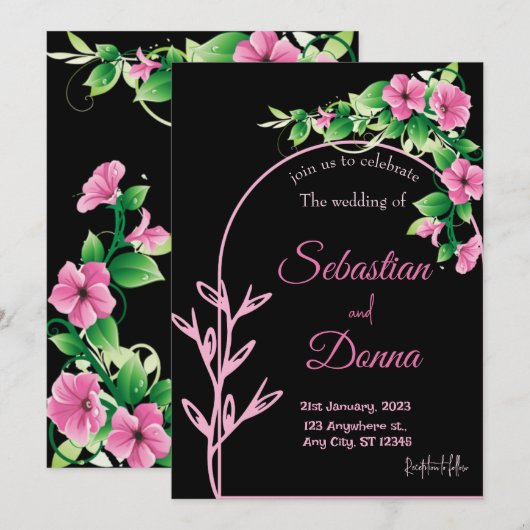 Waterverf was | Paarse uitnodiging (Voorkant / Achterkant)