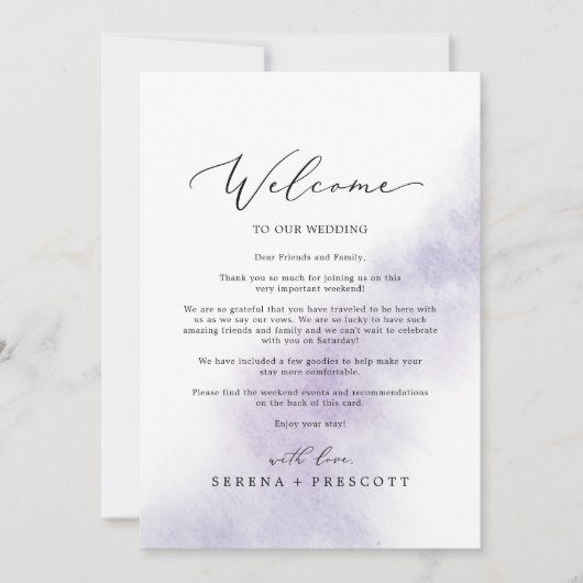 Waterverf Was Paarse Welkomstbrief en reisroute (Voorkant)