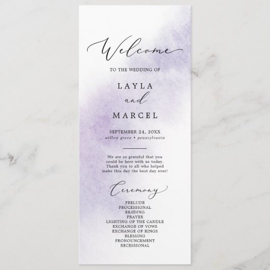 Waterverf was | Programma voor Paarse weddenschapp Programmakaart (Voorkant)