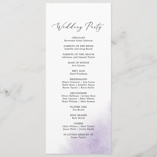 Waterverf was | Programma voor Paarse weddenschapp Programmakaart (Achterkant)