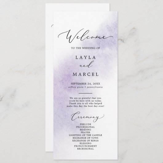 Waterverf was | Programma voor Paarse weddenschapp Programmakaart (Voorkant / Achterkant)