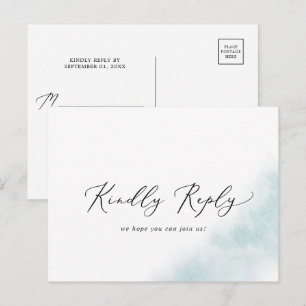 Waterverf was RSVP-Briefkaart met blauw menu