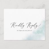 Waterverf was | RSVP-Briefkaart met blauw menu (Voorkant)