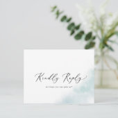 Waterverf was | RSVP-Briefkaart met blauw menu (Staand voorkant)