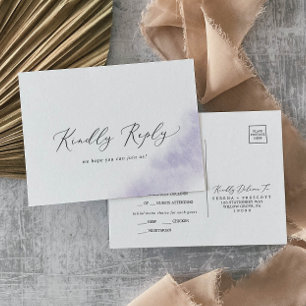 Waterverf was   RSVP-Briefkaart Paarse menu