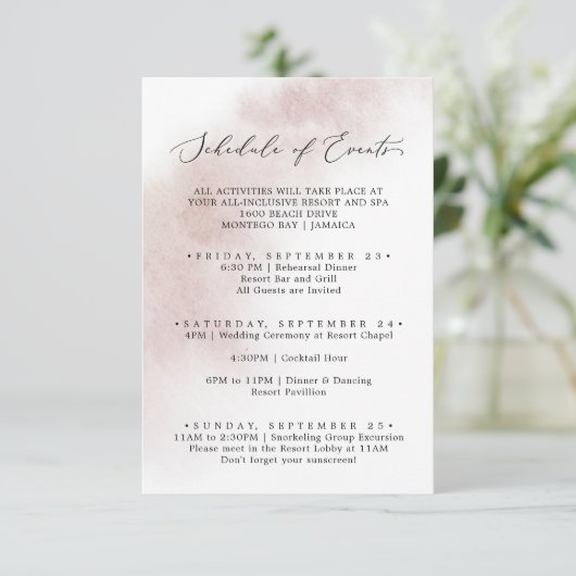 Waterverf was | Schema van het Weekendeschema in h Informatiekaartje (Staand voorkant)