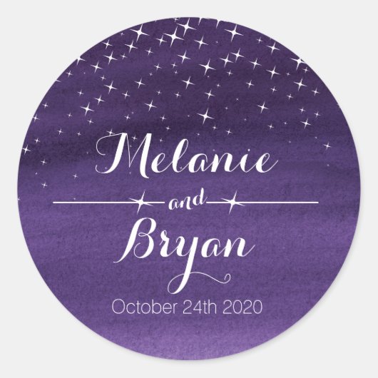 Waterverf was sterrennachtbruiloft sticker (Voorkant)