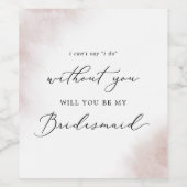 Waterverf was | Voorstel voor blush Bridesmaid Wijn Etiket (Enkel label)