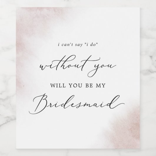 Waterverf was | Voorstel voor blush Bridesmaid Wijn Etiket (Enkel label)