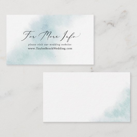 Waterverf was | Website met een blauwe bruiloft Informatiekaartje (Voorkant / Achterkant)