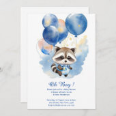 Waterverf wasbeer Baby shower uitnodiging (Voorkant / Achterkant)