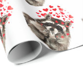 Waterverf Wasbeer Dier Natuur Funny Love Hearts Cadeaupapier (Rol Hoek)