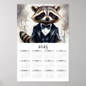 Waterverf wasbeer dragen Tux 2025 wandkalender Poster (Voorkant)