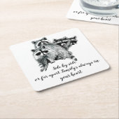 Waterverf Wasbeer Familie Inspirerend Familie Qu Kartonnen Onderzetters (Schuin)