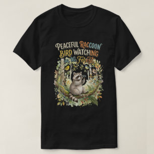 Waterverf Wasbeer Vogelspotter Natuur Design T-shirt