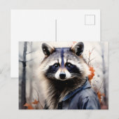 Waterverf wasbeerdier briefkaart (Voorkant / Achterkant)