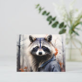 Waterverf wasbeerdier briefkaart (Staand voorkant)