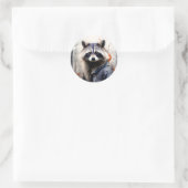 Waterverf wasbeerdier ronde sticker (Tas)