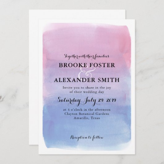 Waterverf Wash bruiloft uitnodiging (Voorkant / Achterkant)