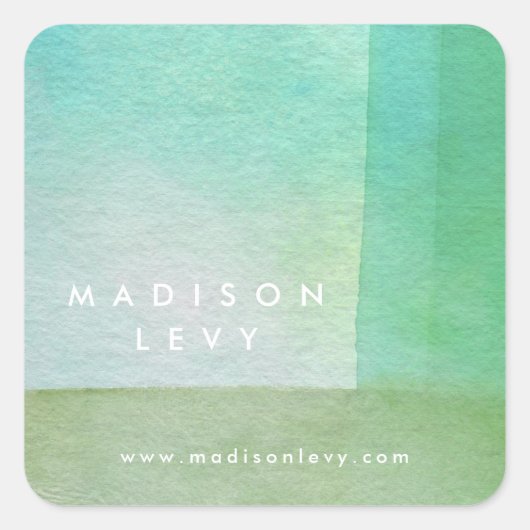 Waterverf Wash Designer Aangepaste naam afgedrukt Vierkante Sticker (Voorkant)
