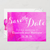 Waterverf wash Painted Pink De datumkaart opslaan Aankondigingskaart (Voorkant / Achterkant)