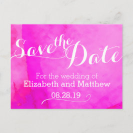 Waterverf wash Painted Pink De datumkaart opslaan Aankondigingskaart