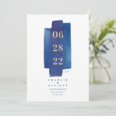 Waterverf Wash Save The Date Kaart - Navy (Staand voorkant)