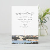Waterverf Washington DC Monument Engagement Party Kaart (Staand voorkant)