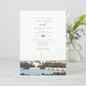 Waterverf Washington DC Monument Skyline Wedding Kaart (Staand voorkant)