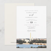 Waterverf Washington DC Monument Skyline Wedding Kaart (Voorkant / Achterkant)