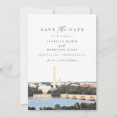 Waterverf Washington Monument DC Save the Date Kaart (Voorkant)