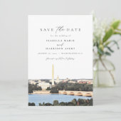 Waterverf Washington Monument DC Save the Date Kaart (Staand voorkant)