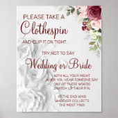 Waterverf wasknijper bruiloftsshower spelbord poster (Voorkant)