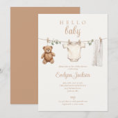 Waterverf waslijn neutraal Baby shower Kaart (Voorkant / Achterkant)