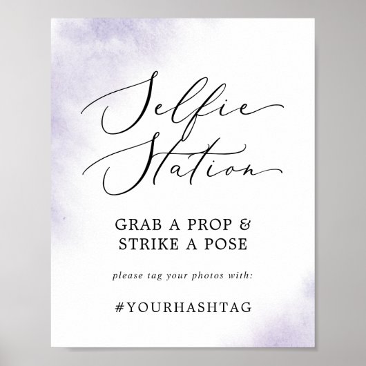 Waterverf Waspaars Selfie Station Hashtag Bord Poster (Voorkant)