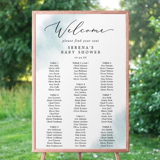 Waterverf Wassen | Blauw Baby showers zitschema Poster