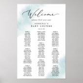 Waterverf Wassen | Blauw Baby showers zitschema Poster (Voorkant)