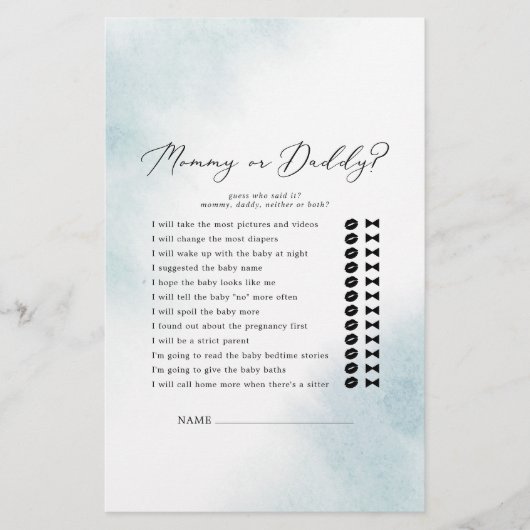 Waterverf Wassen | Blauw mama of papa spel (Voorkant)