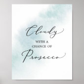 Waterverf Wassen | Blauw Prosecco bord Poster (Voorkant)