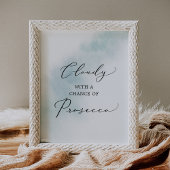 Waterverf Wassen | Blauw Prosecco bord Poster