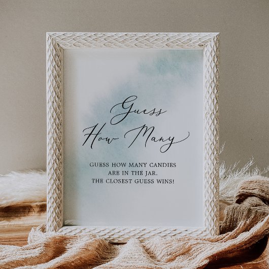 Waterverf Wassen | Blauw Raad hoeveel Snoepjes Poster