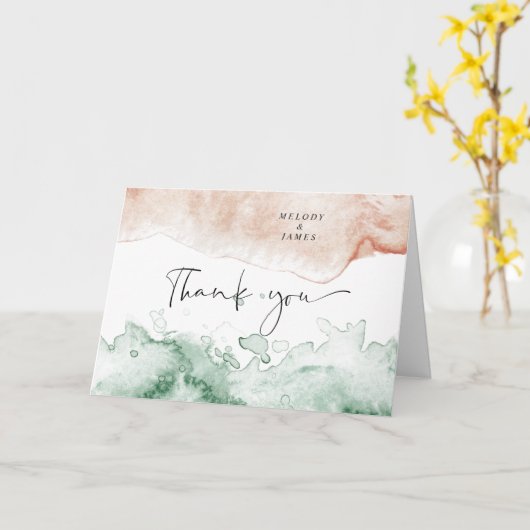 waterverf Wassen bruiloft monogram Dank u kaart (Gele Bloem)