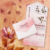 Waterverf wassen en tak Japandi bruiloft All In One Uitnodiging