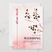 Waterverf wassen en tak Japandi QR code bruiloft Kaart (Voorkant)